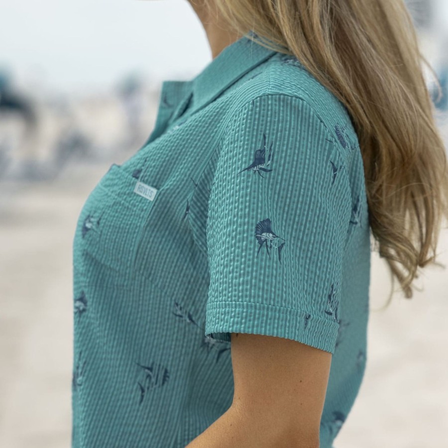 RSVLTS Sailfish Women'S Stretch Seersucker Short Sleeve Shirt Online