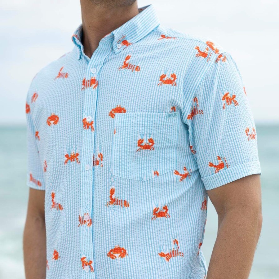 RSVLTS Crabs Stretch Seersucker Short Sleeve Shirt Wholesale