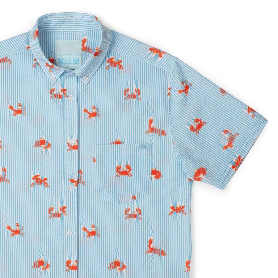 RSVLTS Crabs Stretch Seersucker Short Sleeve Shirt Wholesale