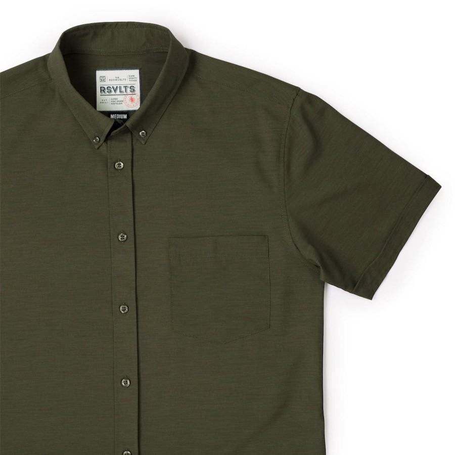 RSVLTS Dusty Olive Kunuflex Short Sleeve Shirt Hot