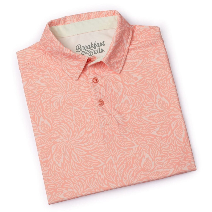 Breakfast Balls Breakfast Balls® "Coral Leaf" All-Day Polo New